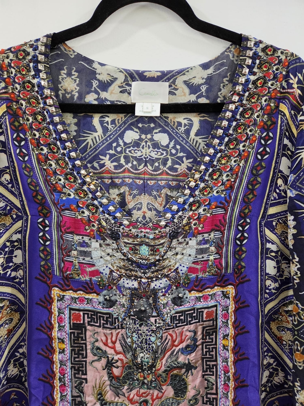 Camilla Purple Multicolor Embellished Long Sleeve Tunic Dress - Picture 4 of 8